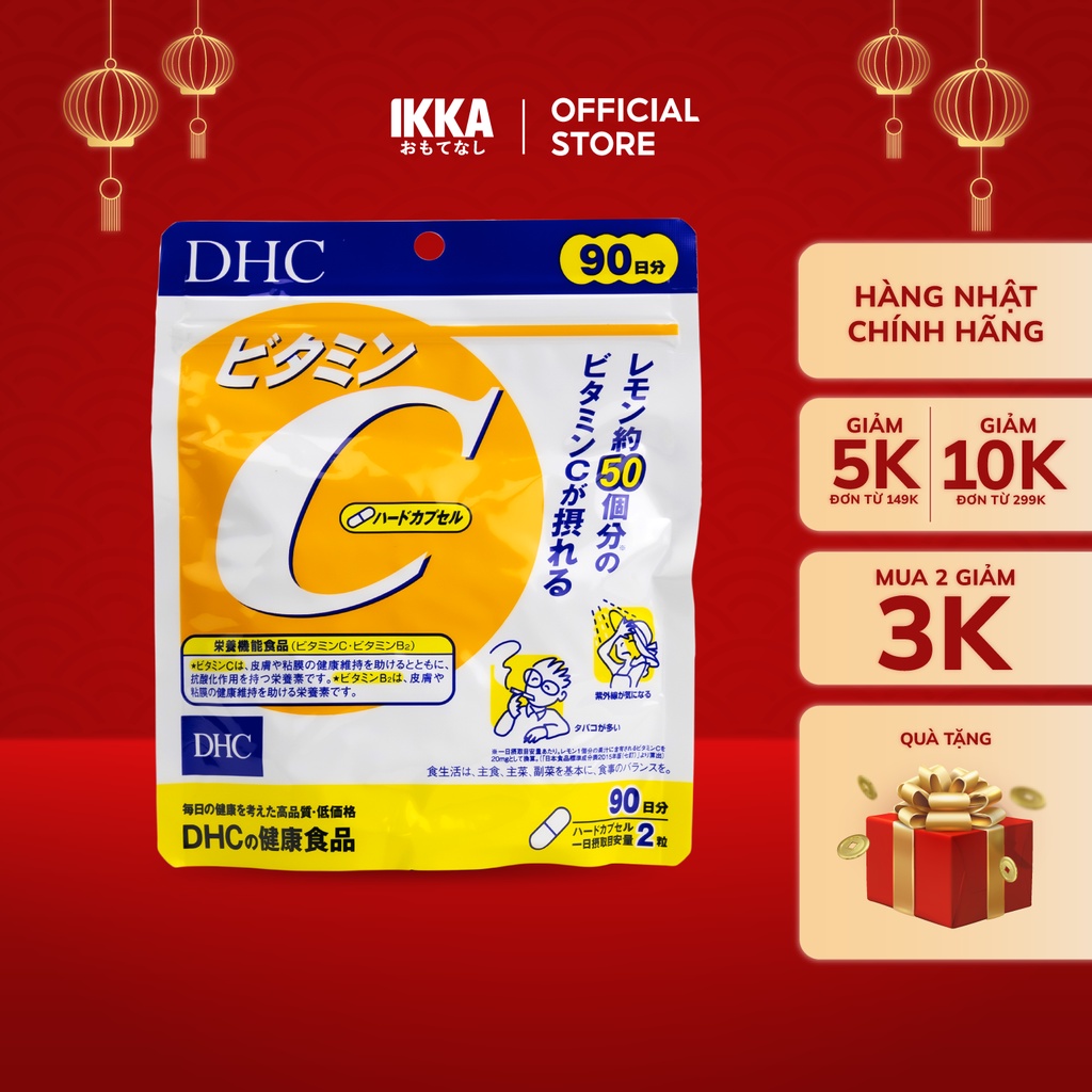 Viên uống vitamin C DHC Nhật Bản gói 60 viên 180 viên bổ sung dưỡng chất cần thiết cho cơ thể