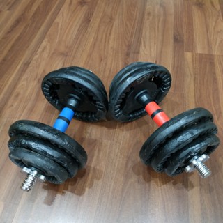 Bộ tạ tay gang đúc 24kg và 2 đòn tay 38cm ( gồm 4 bánh tạ 3kg, 4 bánh tạ 2kg & 4 bánh tạ 1kg)