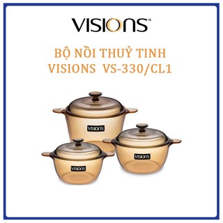 Bộ nồi thuỷ tinh Visions VS-330/CL1(loại lớn)  - Bảo Hành 10 năm - Xuất xứ từ Pháp - Hàng chính hãng