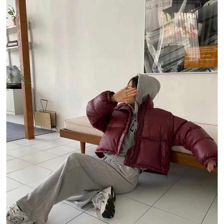 Áo Khoác Phao Tay Dài Có Đệm Và Dây Rút Phong Cách Dongdaemun Thời Trang Thu Đông Hàn Quốc Hàng Mới 2022