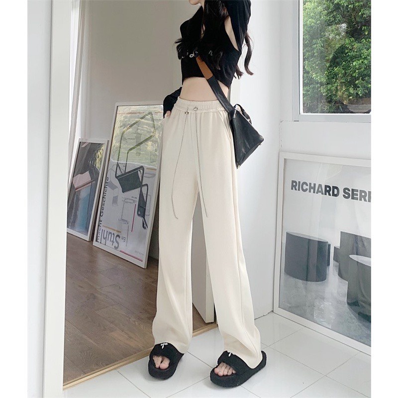 Quần Nỉ Nhung Tăm Dây Xích, Quần Ống Suông Cạp Chun Siêu Hot