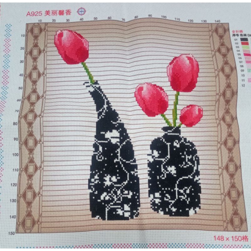 Tranh thêu chữ thập thành phẩm hoa tulip