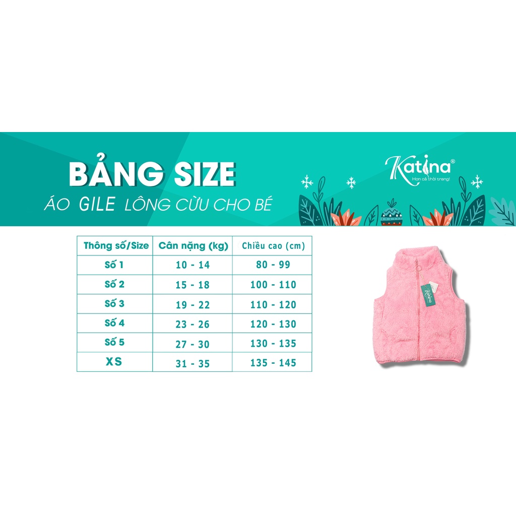 Áo khoác Gile lông cừu Katina cho bé mặc mùa thu đông ấm áp