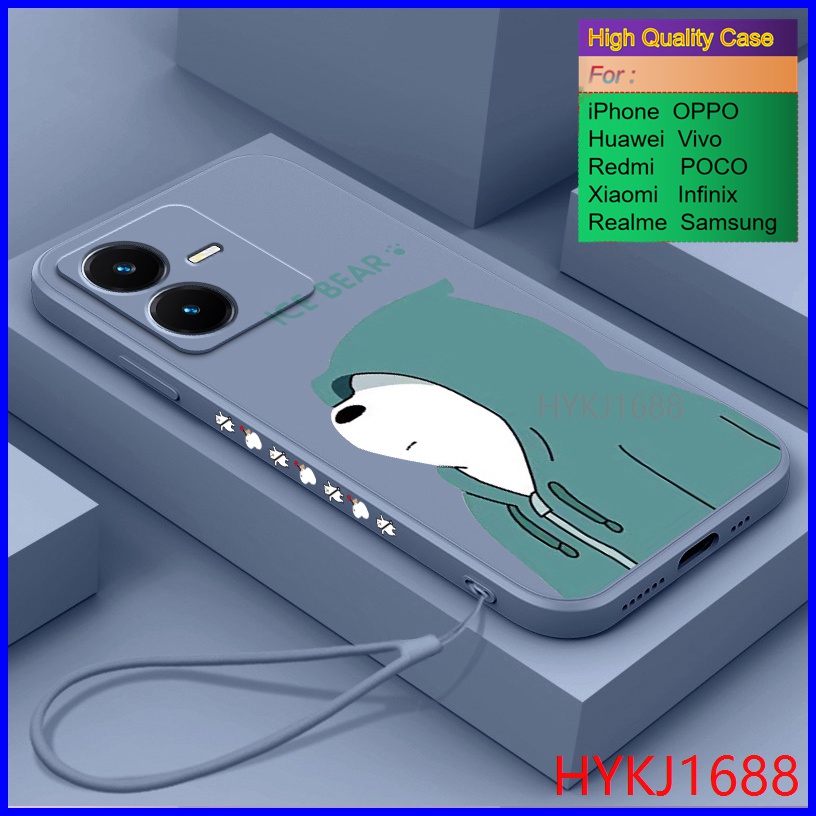 Ốp lưng Vivo Y22S Ốp Điện Thoại tpu Silicon Hình Gấu Và Mũ Cho Vivo Y22 Y22S 2022 HBX