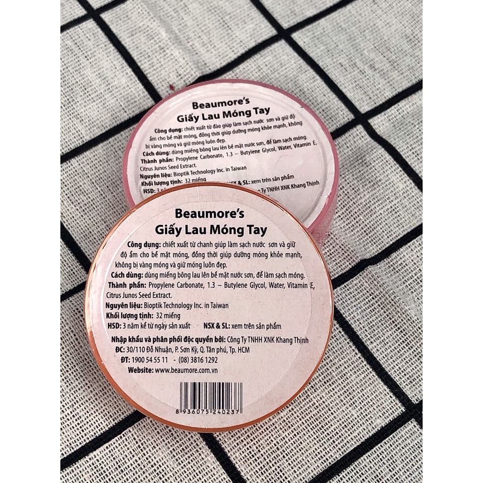 Giấy lau móng tay Beaumore