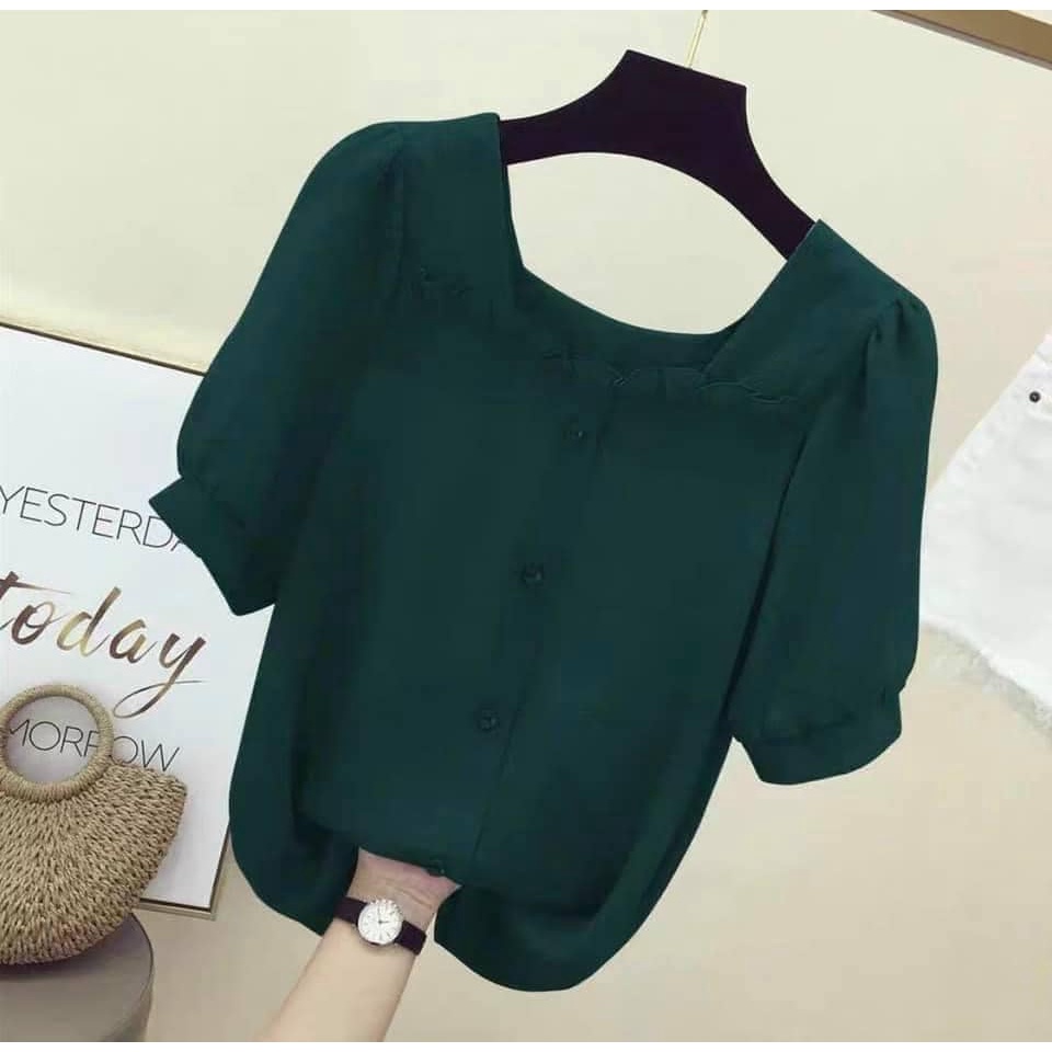 Áo Sơ Mi trung niên nữ U30 U40 U50,Áo Nữ Thời Trang Hàn Quốc Vải Voan Tay Ngắn Đơn Giản HT_ Thời Trang Trung Niên