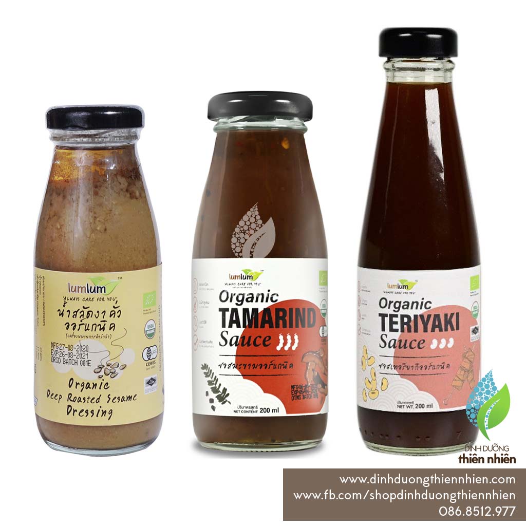 Sốt Teriyaki Hữu Cơ, Sốt Mè Rang Hữu Cơ, Sốt Me LumLum Organic Sesame Dressing, Tamarind Sauce Lum Lum [GIA VỊ]
