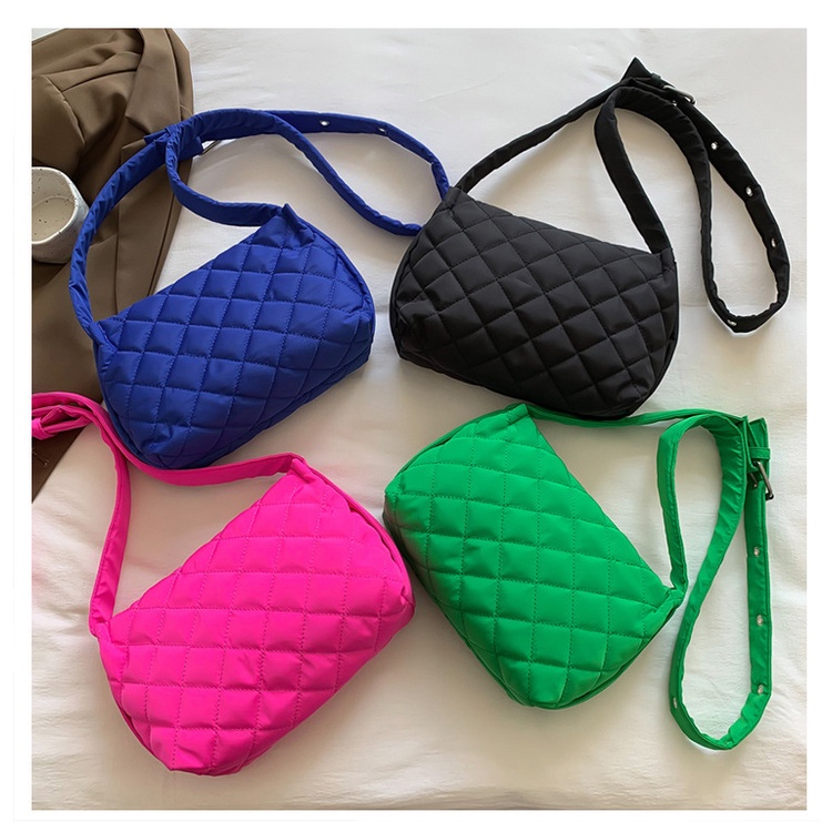 Túi Đeo JASMIN NOIR Chéo Chất Liệu Cotton Hoa Văn Kẻ Ô Giản Dị Dành Cho Nữ