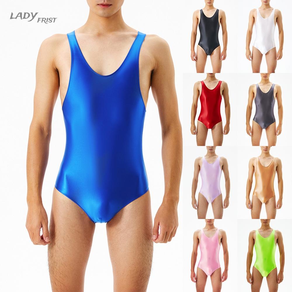 ⭐ Fast delivery ⭐Mens Bodysuit Jumpsuits Romper Glossy Sleeveless Tank Top Thong Underwear
