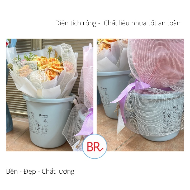 Xô nhựa 6L, 11L Hokori màu Pastel xinh xắn Việt Nhật 5211/5212 - Chậu đựng nước, gạo chất liệu tốt, an toàn Br 01716