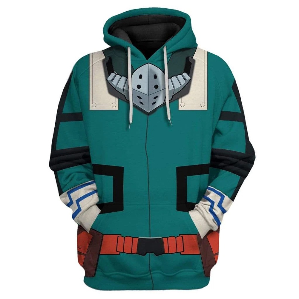 Áo Khoác Hoodie In Họa Tiết Hoạt Hình My Hero Academia 3D Màu Xanh Lá Hóa Trang Nhân Vật Izuku Midoriya My Hero Academia Cho Nam (XXX-large)