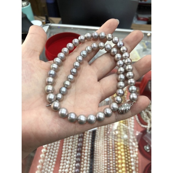 Dây chuyền bạc 8ly màu xám lông chuột