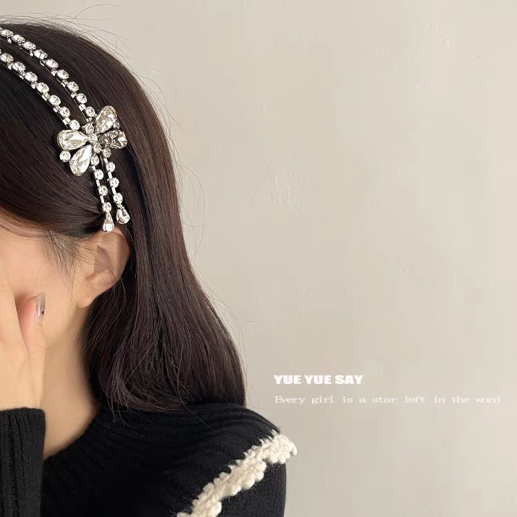 Cài tóc  đính đá màu bạc sáng sang chảnh Cài tóc nơ hot