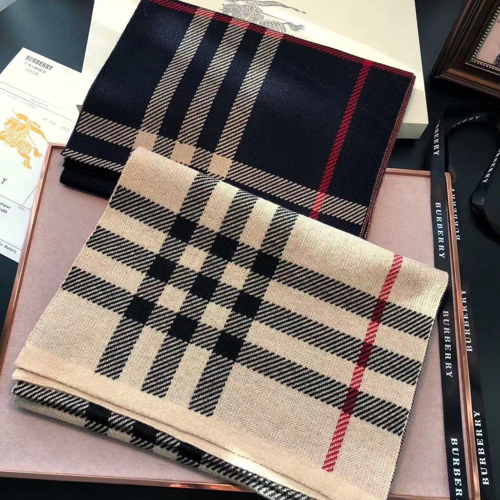 Khăn Choàng Cổ Burberry Chất Liệu Len Cashmere Dày Dặn Ấm Áp Thời Trang Thu Đông Cho Nam