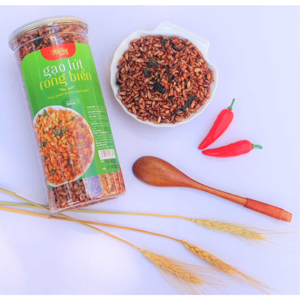 Combo ăn vặt Mailey Rong biển cháy tỏi 200g và gạo lứt rong biển 300g