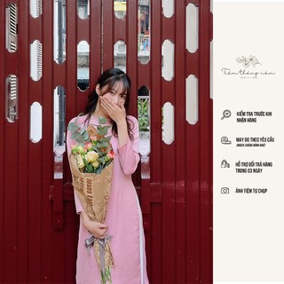 Áo dài xưa dáng suông - màu Hồng pastel