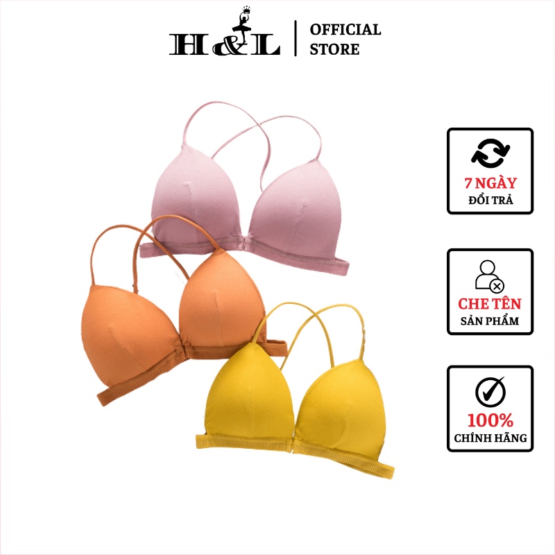 Áo bra 2 dây chéo lưng cài trước, có mút mỏng chất thun gân mềm mịn HLBOUTIQUE B715