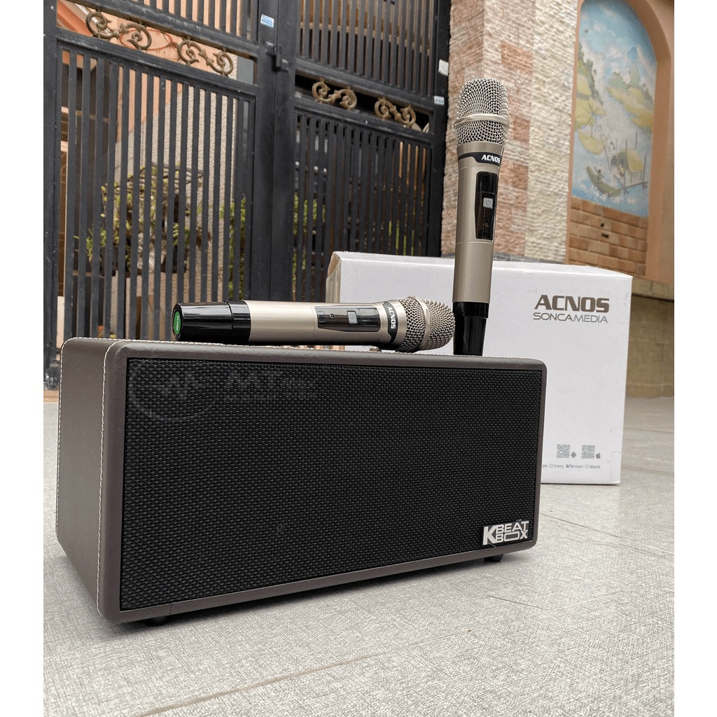 Loa karaoke bluetooth ACNOS KS363H di động xách tay, có chất lượng âm thanh vượt trội công suất 100w kèm 2 mic