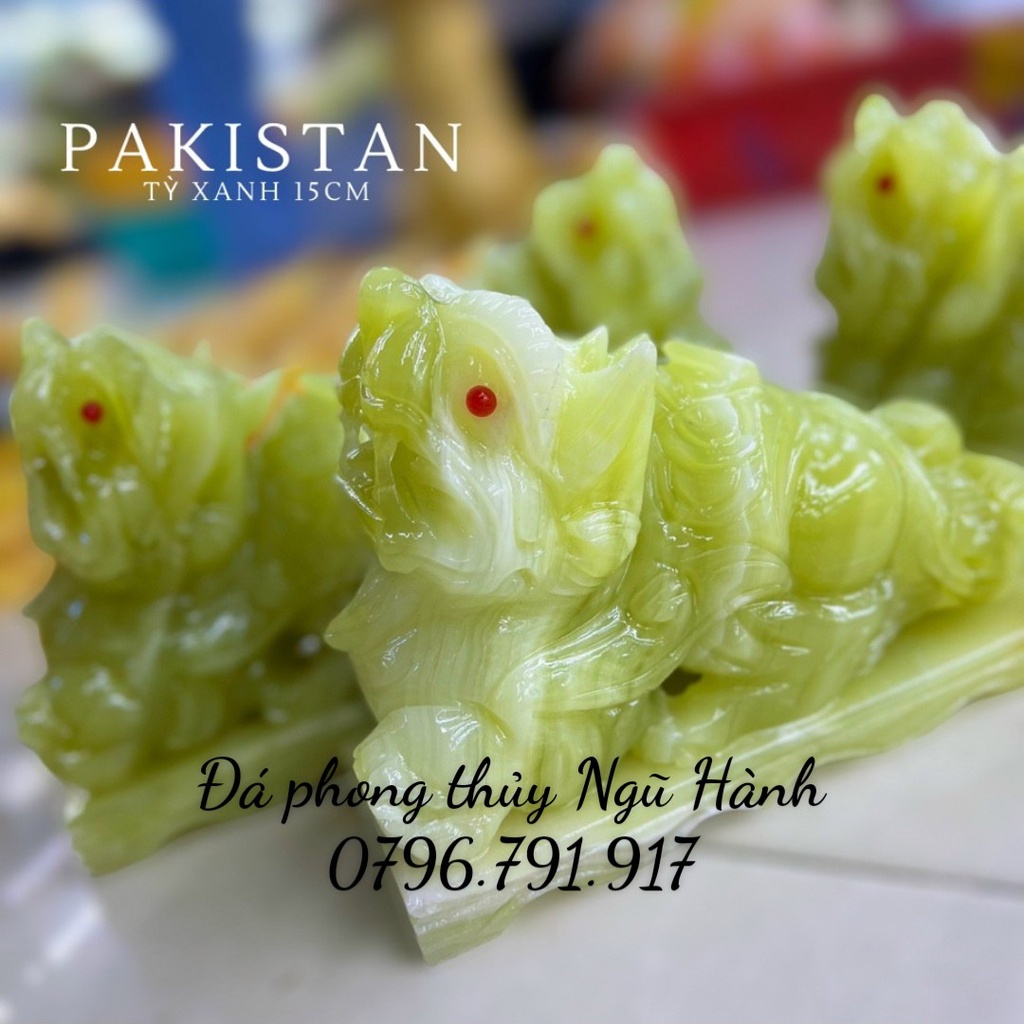 Tỳ Hưu Phong Thủy, Cặp Tỳ Hưu Đá Ngọc Pakistan 10cm