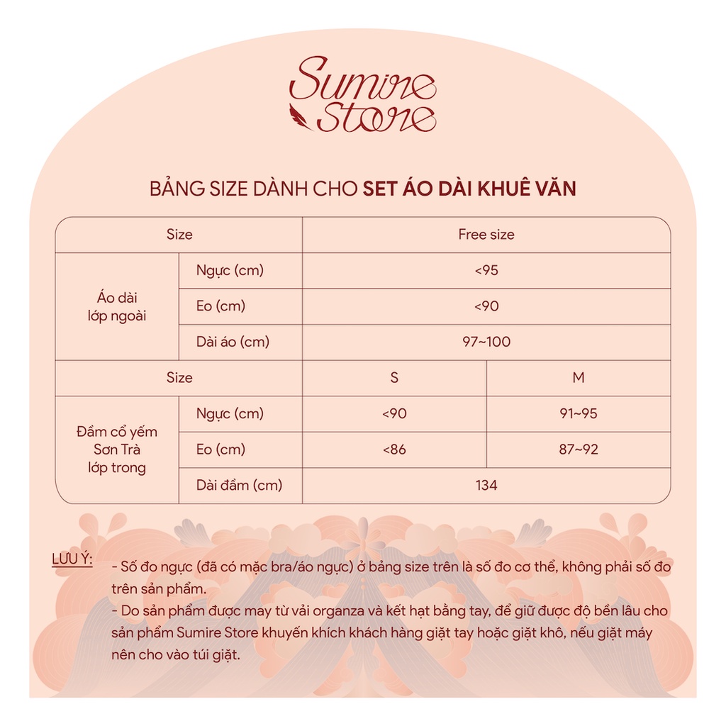 Sumire Store Áo dài Organza Khuê Văn - Hồng - Freesize (Chỉ lớp ngoài)