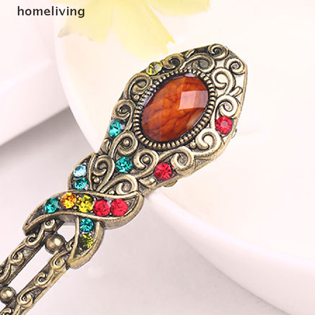 Trâm Cài Tóc Kim Loại Đính Đá Pha Lê Phong Cách Vintage Đơn Giản