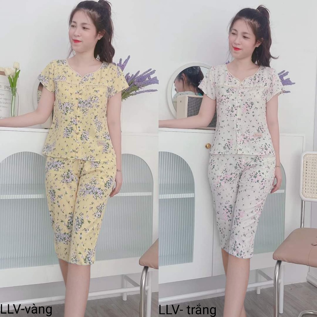 Quần áo nữ mặc nhà, Đồ bộ mặc nhà lửng cổ V đẹp hết ý