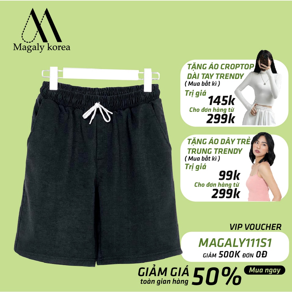Quần Short Nam Nữ Unisex THUN BASIC Form Rộng Simple - Kiểu quần đùi thun trơn co dãn màu đen xám Magaly Korea
