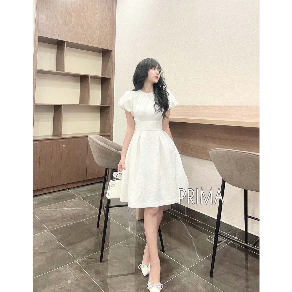 Đầm dự tiệc xếp ly cổ, váy xếp ly phồng, hàng may kĩ 2 lớp cao cấp, hình ảnh thật Shop chụp