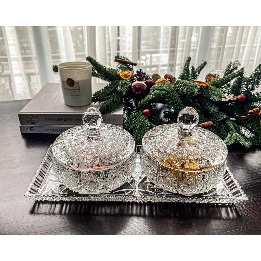 SET KHAY VÀ 2 THỐ BOHEMIA SIÊU ĐẸP