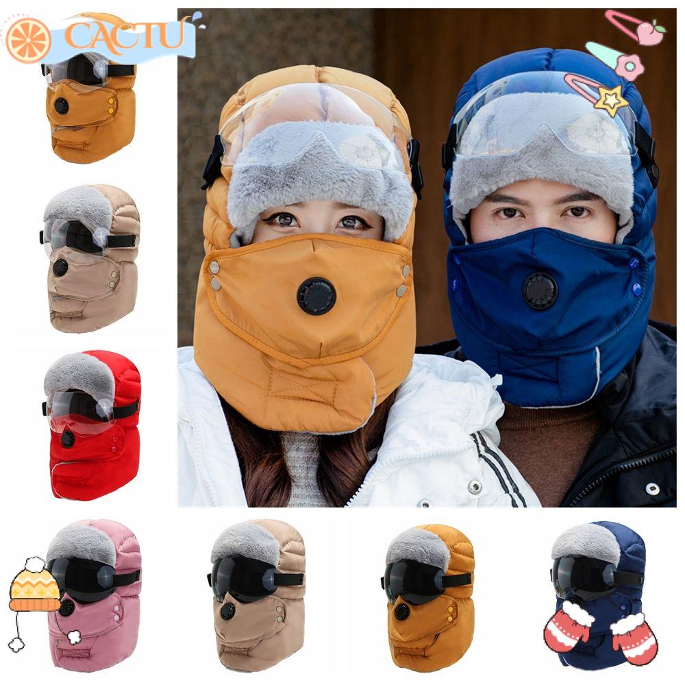 Mũ Trượt Tuyết Dày Ấm Áp Có Kính Bảo Vệ Mặt