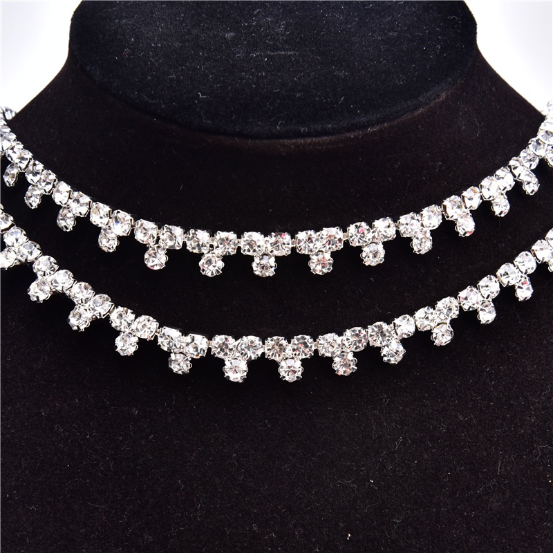 Vòng cổ Sợi Xích Dài 50cm / 100cm Mặt Kính Đính Đá Pha Lê Trang Trí Đầm Cưới DIY