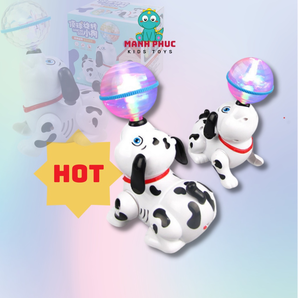 Đồ chơi cún đốm và quả cầu ma thuật, xoay 360 độ bằng nhựa chạy pin, đồ chơi giải trí cho các bé. không kèm pin.