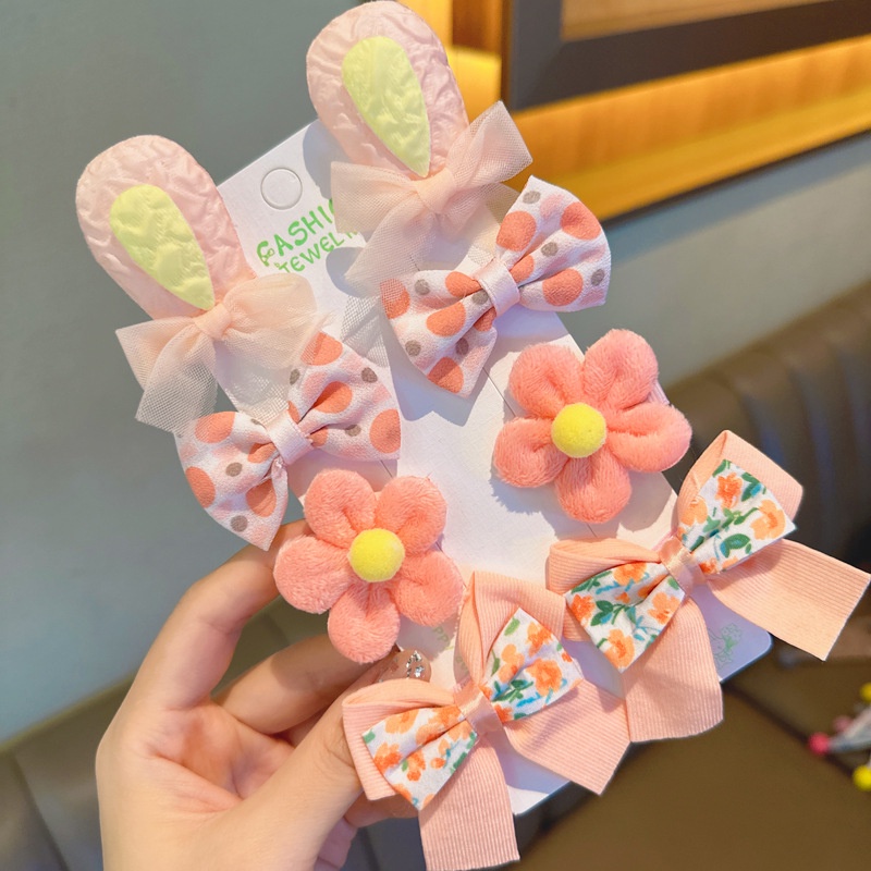 Sét kẹp cặp tóc bằng vải nhiều hình cute dễ thương cho bé gái