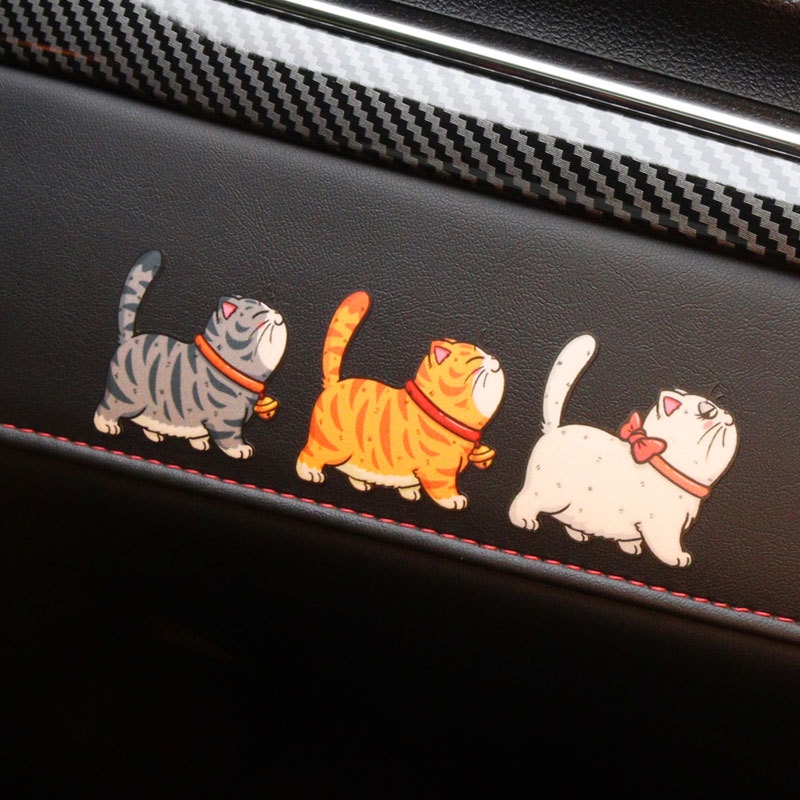 Miếng Dán Trang Trí Xe Hơi / Xe Máy Tự Dính Bằng PVC Hình Mèo Hoạt Hình Dễ Thương