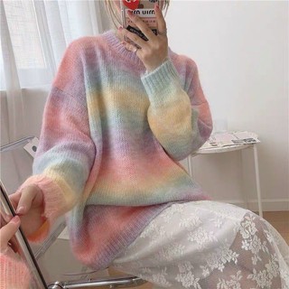 Áo len cầu vồng phom rộng hàn quốc