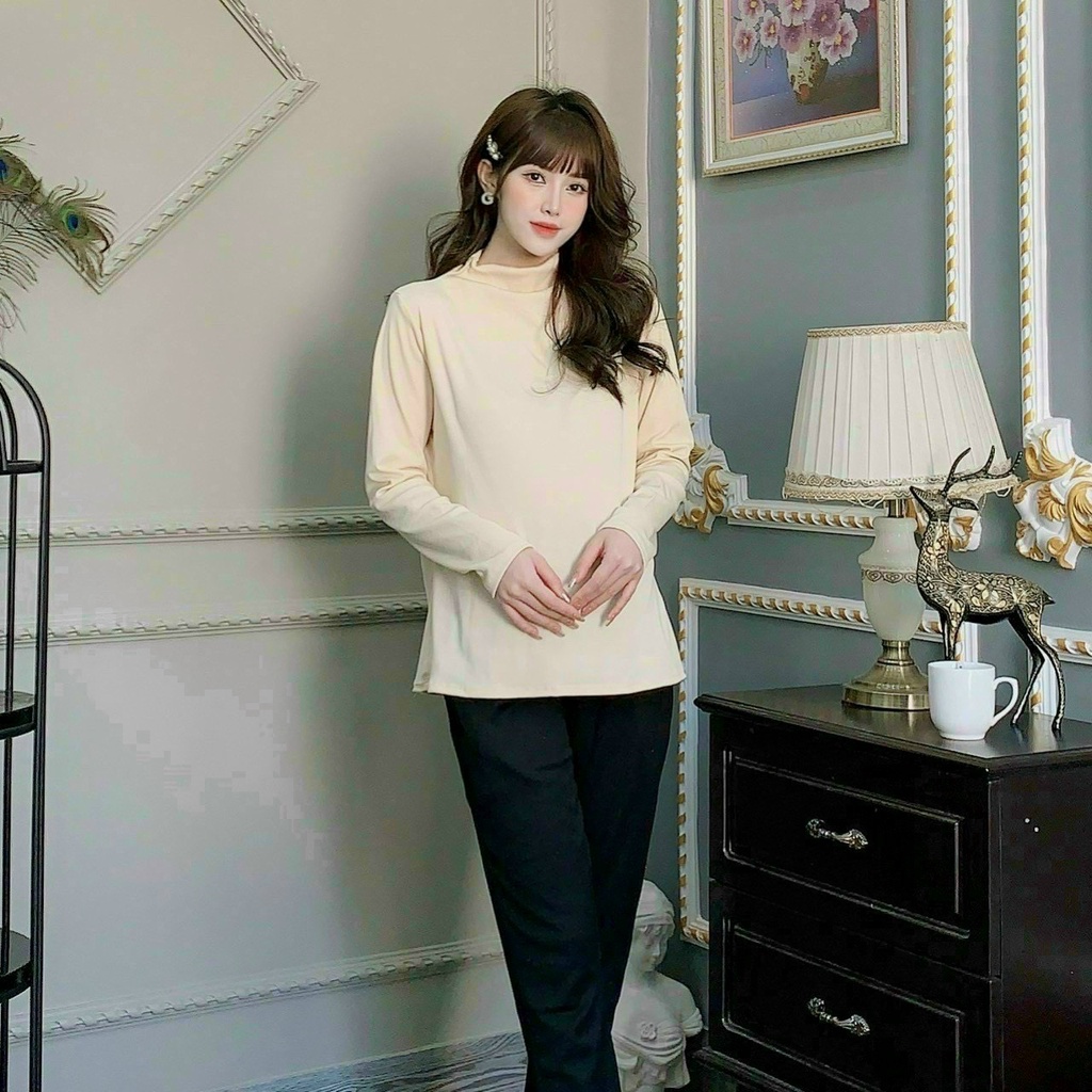 Áo bầu giữ nhiệt thu đông, áo giữ nhiệt bà bầu chất thun len tăm