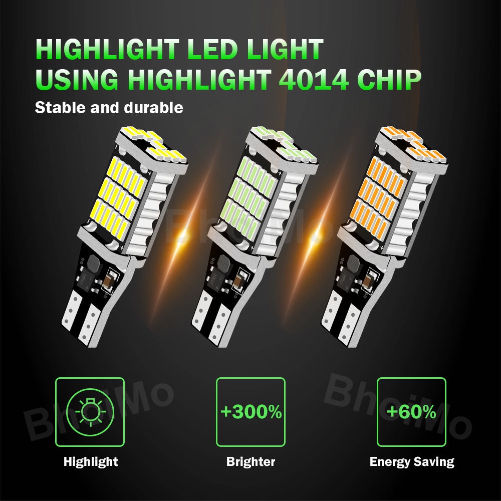 Đèn LED lùi đỗ xe/báo hiệu rẽ T15 45SMD W16W 4014 920 921 912 DC12V 6000K siêu sáng cho mô tô tự động