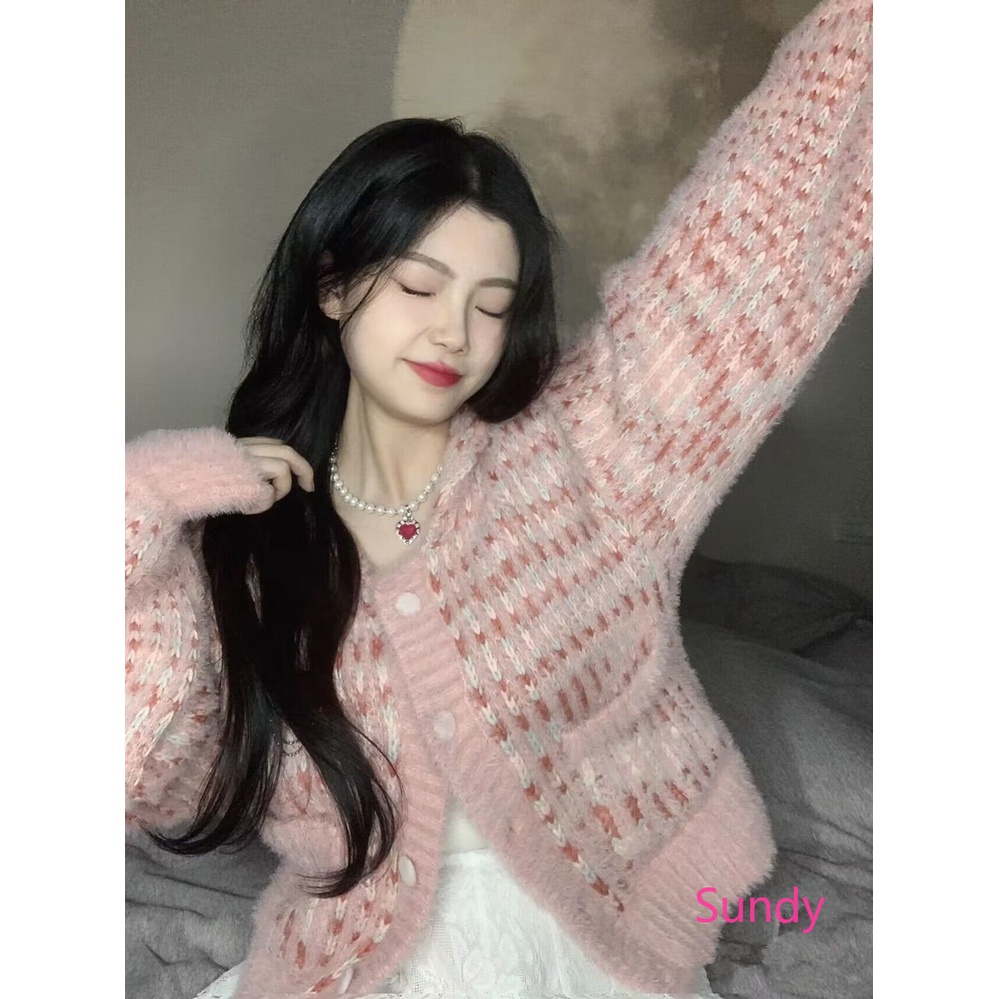 Plus Áo Khoác Cardigan Dệt Kim Dáng Rộng Thời Trang Thu Đông Cho Nữ