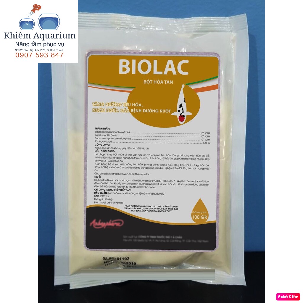 Men tiêu hóa cho cá cảnh, cá koi, cá vàng, guppy, cá rồng Biolac ACPHARO Ngăn ngừa bệnh đường ruột, tóp bụng, sình bụng