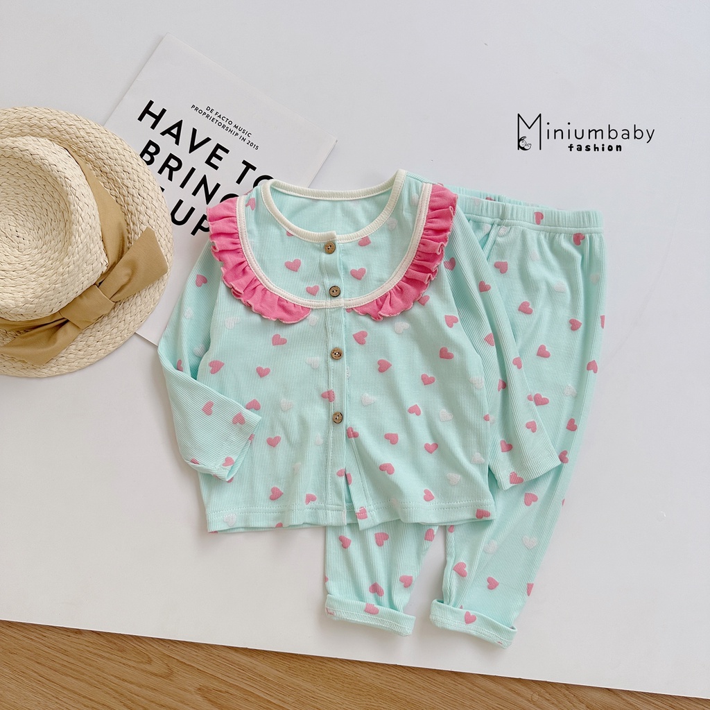 Set bộ đồ dài tay thu đông cho bé gái chất liệu cotton gân tăm, quần áo trẻ em miniumbabyfashion SB1385