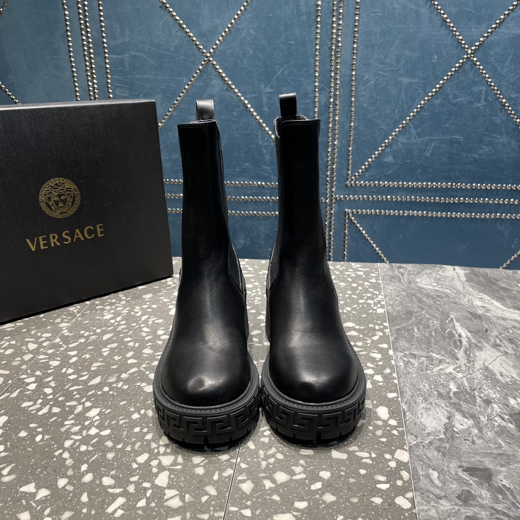 Boot thời trang da thật thương hiệu cao cấp Versace phong cách cá tính, thời thượng