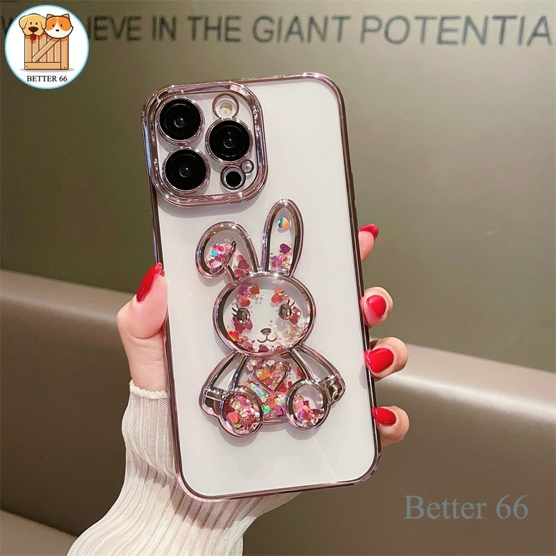 Ốp Lưng Kim Tuyến Nước Chất Liệu TPU Hình Con Thỏ Cho IPhone 14 Plus 13 12 11 Pro Max