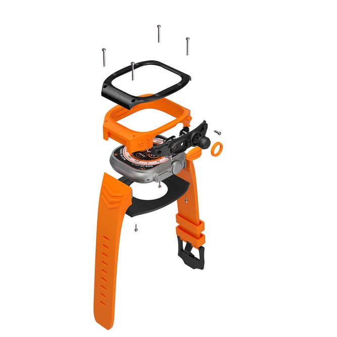 Dây Đeo Cao Su Sang Trọng + Hộp Kim Loại Bằng Thép Không Gỉ 49mm Cho iWatch 8 Ultra