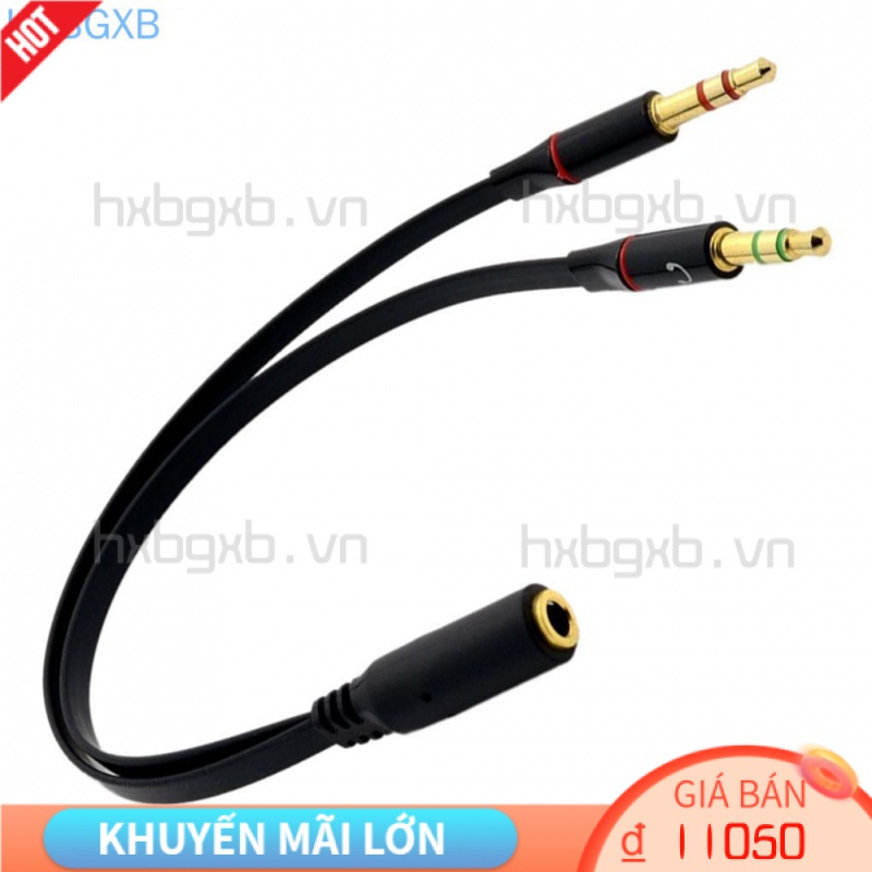 Cáp chuyển đổi âm thanh chữ Y từ 2 đầu đực sang 1 đầu cái 3.5mm