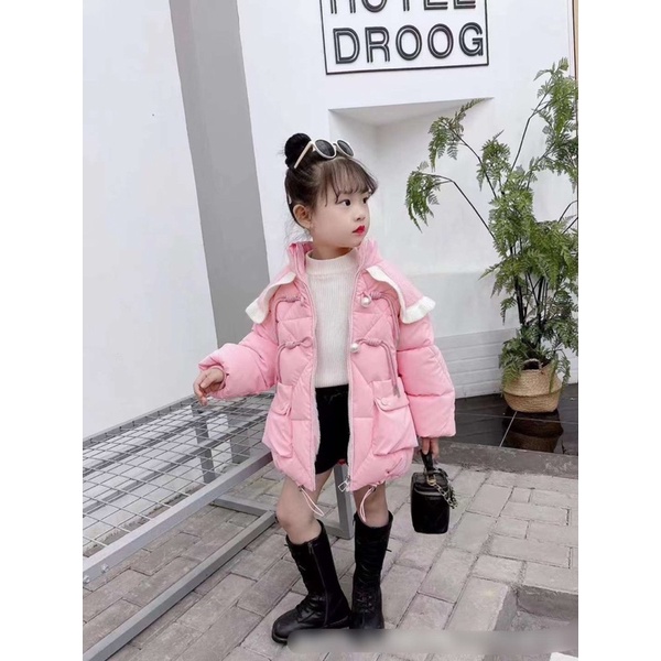 Áo phao nhung lót lông siêu mềm nhẹ hàng QCCC cho bé gái