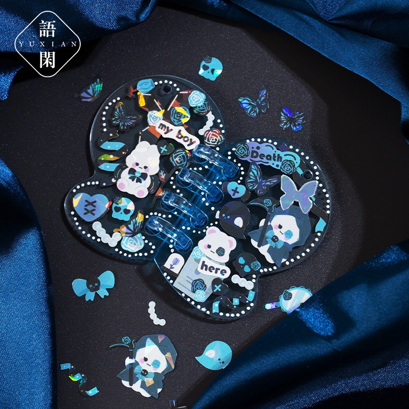 Zanmo tờ nhãn dán sticker thỏ y tá laser dễ thương decor toploader