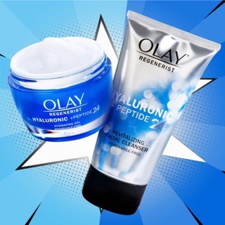 Combo srm và kem dưỡng ẩm olay hyaluronic + peptide 24