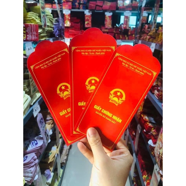 Combo 10 chiếc lì xì hình sổ đỏ 1 mẫu