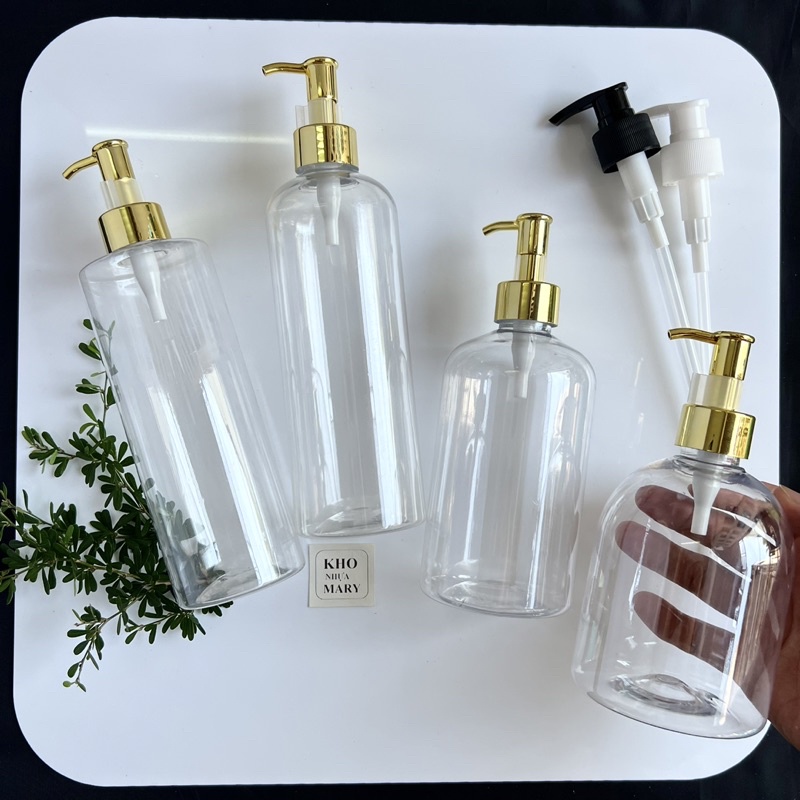 CHAI PET TRONG CHIẾT MỸ PHẨM 500ml / 300ml / 200ml / 100ml VÒI NHẤN PUMP CAO CẤP - CHAI nhựa LỚN ĐỰNG DẦU GỘI sữa tắm