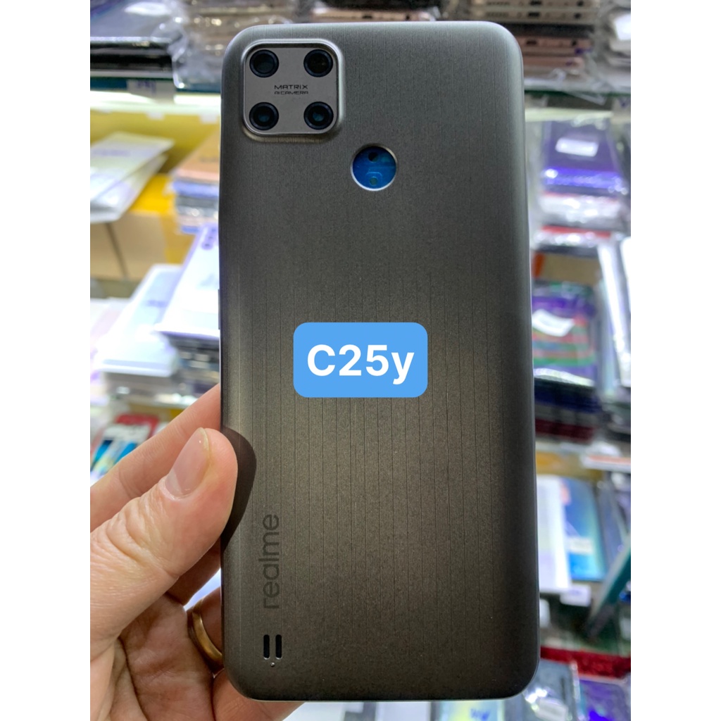 Bộ vỏ zin Realme C25y - gồm lưng vỏ , xương, phím ,kính camera